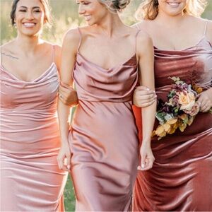 Revelry Satin Maxi Dress -skye in desert rose